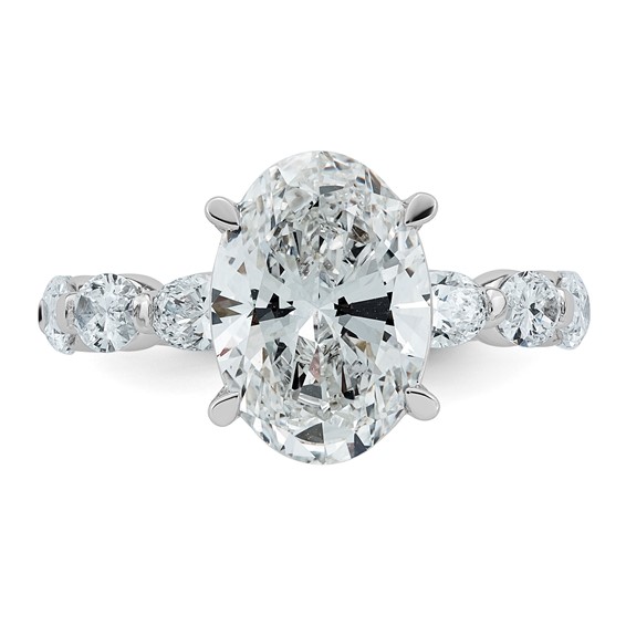 14kw 5 1/2ct Cert Oval Ctr Lab Grown Dia VS+ F+ w/ Oval Sides Comp Ring