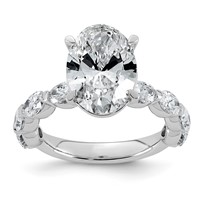 14K White Gold 5.50ct Cert Oval Ctr Lab Grown Dia VS+ F+ Ring with Oval Sides Comp view 1