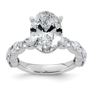 14kw 5 1/2ct Cert Oval Ctr Lab Grown Dia VS+ F+ w/ Oval Sides Comp Ring
