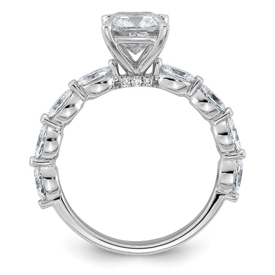 14kw 2 5/8ct Cert Cushion Ctr LabGrown Dia VS+ F+ w/ Oval Sides Comp Ring