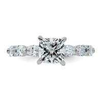 14K White Gold 2.62ct Cert Cushion Ctr LabGrown Dia VS+ F+ Ring with Oval Sides Comp view 4