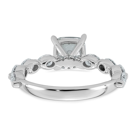 14kw 2 5/8ct Cert Cushion Ctr LabGrown Dia VS+ F+ w/ Oval Sides Comp Ring