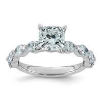 14K White Gold 2.62ct Cert Cushion Ctr LabGrown Dia VS+ F+ Ring with Oval Sides Comp view 1