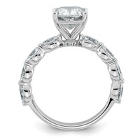 14K White Gold 3ct Cert Cushion Ctr Lab Grown Dia VS+ F+ Ring with Oval Sides Comp view 2
