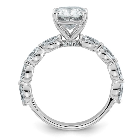 14kw 3ct Cert Cushion Ctr Lab Grown Dia VS+ F+ w/ Oval Sides Comp Ring