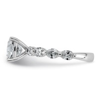 14K White Gold 3ct Cert Cushion Ctr Lab Grown Dia VS+ F+ Ring with Oval Sides Comp view 3