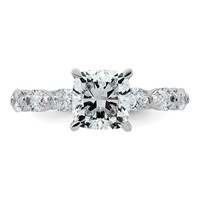 14K White Gold 3ct Cert Cushion Ctr Lab Grown Dia VS+ F+ Ring with Oval Sides Comp view 4