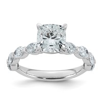 14K White Gold 3ct Cert Cushion Ctr Lab Grown Dia VS+ F+ Ring with Oval Sides Comp view 1