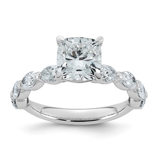 14kw 3ct Cert Cushion Ctr Lab Grown Dia VS+ F+ w/ Oval Sides Comp Ring