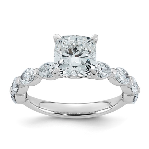 14kw 3ct Cert Cushion Ctr Lab Grown Dia VS+ F+ w/ Oval Sides Comp Ring