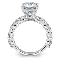 14K White Gold 4.50ct Cert Cushion Ctr LabGrown Dia VS+ F+ Ring with Oval Sides Comp view 2