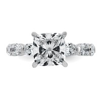 14K White Gold 4.50ct Cert Cushion Ctr LabGrown Dia VS+ F+ Ring with Oval Sides Comp view 4
