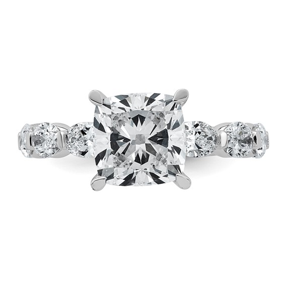 14kw 4 1/2ct Cert Cushion Ctr LabGrown Dia VS+ F+ w/ Oval Sides Comp Ring