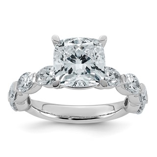 14kw 4 1/2ct Cert Cushion Ctr LabGrown Dia VS+ F+ w/ Oval Sides Comp Ring