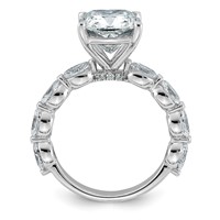 14K White Gold 5.50ct Cert Cushion Ctr LabGrown Dia VS+ F+ Ring with Oval Sides Comp view 2
