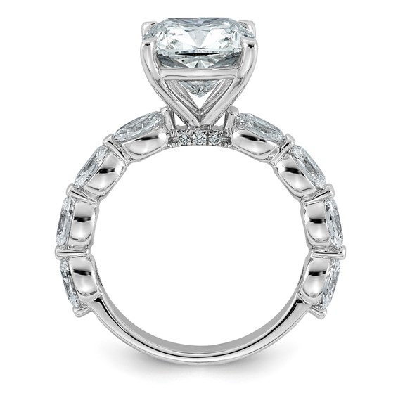 14kw 5 1/2ct Cert Cushion Ctr LabGrown Dia VS+ F+ w/ Oval Sides Comp Ring