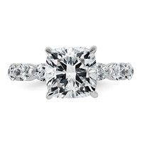 14K White Gold 5.50ct Cert Cushion Ctr LabGrown Dia VS+ F+ Ring with Oval Sides Comp view 4