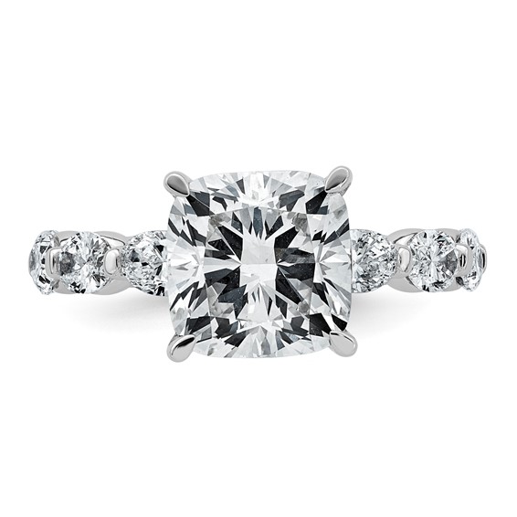 14kw 5 1/2ct Cert Cushion Ctr LabGrown Dia VS+ F+ w/ Oval Sides Comp Ring
