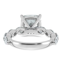 14K White Gold 5.50ct Cert Cushion Ctr LabGrown Dia VS+ F+ Ring with Oval Sides Comp view 5