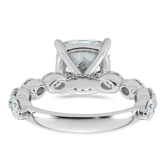 14kw 5 1/2ct Cert Cushion Ctr LabGrown Dia VS+ F+ w/ Oval Sides Comp Ring