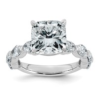 14K White Gold 5.50ct Cert Cushion Ctr LabGrown Dia VS+ F+ Ring with Oval Sides Comp view 1