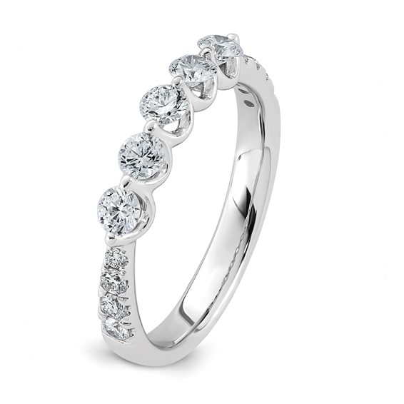 14kw 3/4ct Lab Grown Dia VS+ F+ Round Shape Stones Comp Wedding Band