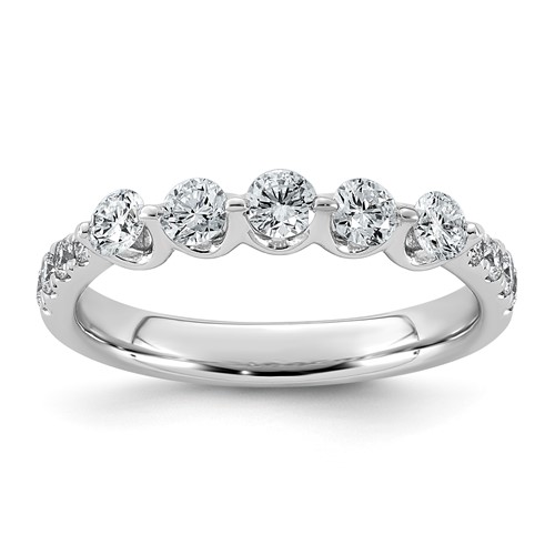 14K White Gold 0.75ct Lab Grown Dia VS+ F+ Round Shape Stones Comp Wedding Band