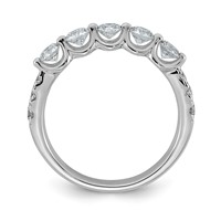 14K White Gold 1ct Lab Grown Dia VS+ F+ Round Shape Stones Comp Wedding Band view 2
