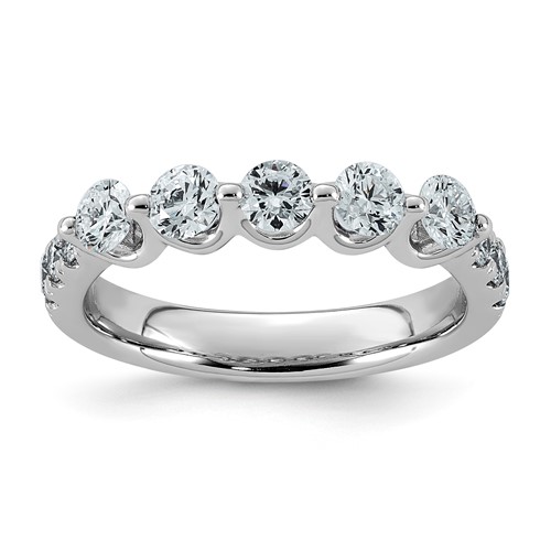 14K White Gold 1ct Lab Grown Dia VS+ F+ Round Shape Stones Comp Wedding Band