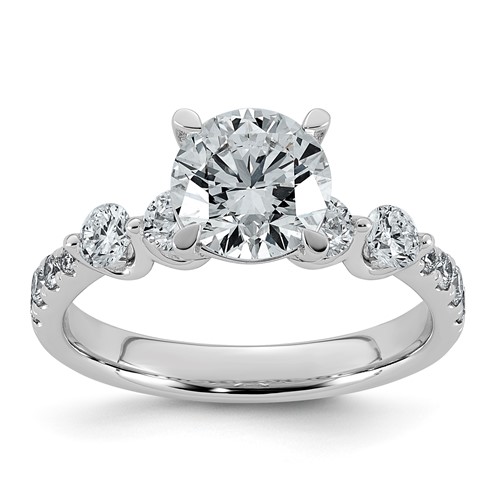 14K White Gold 2.17ct Cert Rd Ctr Lab Grown Dia VS+ F+ Ring with Round Sides Comp