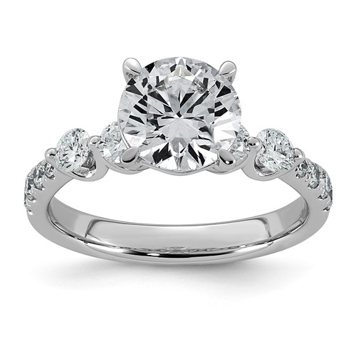 14K White Gold 2.62ct Cert Rd Ctr Lab Grown Dia VS+ F+ Ring with Round Sides Comp