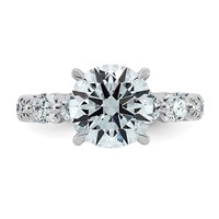 14K White Gold 3.88ct Cert Rd Ctr Lab Grown Dia VS+ F+ Ring with Round Sides Comp view 4
