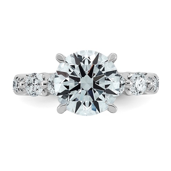 14kw 3 7/8ct Cert Rd Ctr Lab Grown Dia VS+ F+ w/ Round Sides Comp Ring