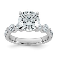 14K White Gold 3.88ct Cert Rd Ctr Lab Grown Dia VS+ F+ Ring with Round Sides Comp view 1