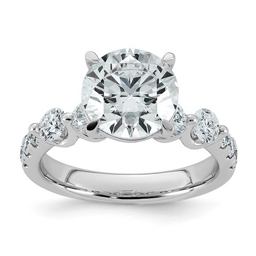 14K White Gold 3.88ct Cert Rd Ctr Lab Grown Dia VS+ F+ Ring with Round Sides Comp