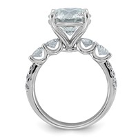 14K White Gold 5ct Cert Rd Ctr Lab Grown Dia VS+ F+ Ring with Round Sides Comp view 2