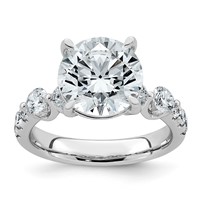 14K White Gold 5ct Cert Rd Ctr Lab Grown Dia VS+ F+ Ring with Round Sides Comp view 1