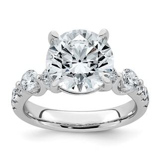 14kw 5ct Cert Rd Ctr Lab Grown Dia VS+ F+ w/ Round Sides Comp Ring