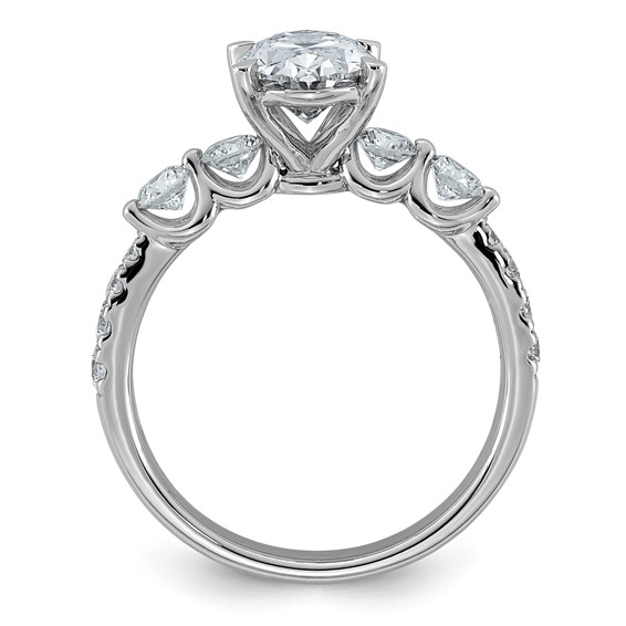 14kw 2 1/6ct Cert Oval Ctr Lab Grown Dia VS+ F+ w/ Round Sides Comp Ring