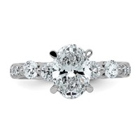 14K White Gold 2.17ct Cert Oval Ctr Lab Grown Dia VS+ F+ Ring with Round Sides Comp view 4