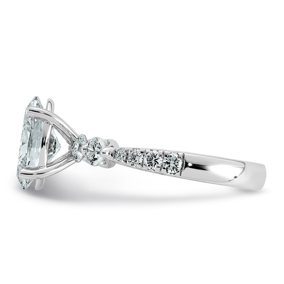 14kw 2 5/8ct Cert Oval Ctr Lab Grown Dia VS+ F+ w/ Round Sides Comp Ring