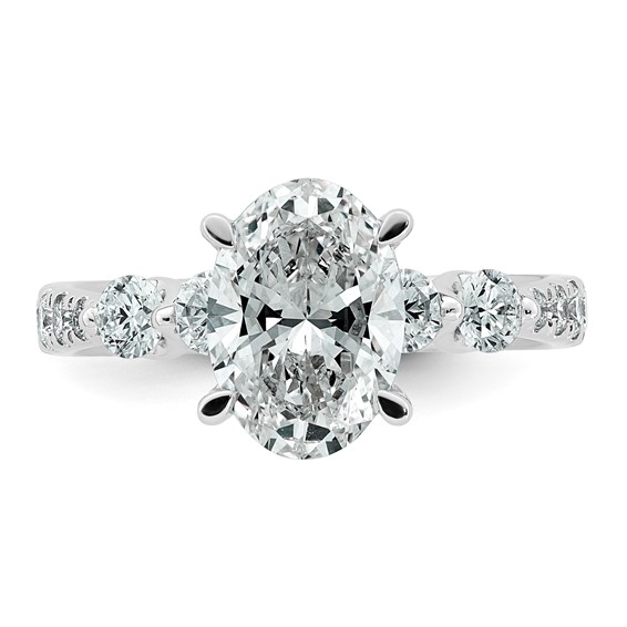 14kw 2 5/8ct Cert Oval Ctr Lab Grown Dia VS+ F+ w/ Round Sides Comp Ring