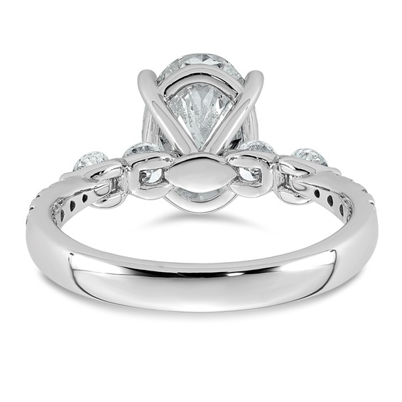 14kw 2 5/8ct Cert Oval Ctr Lab Grown Dia VS+ F+ w/ Round Sides Comp Ring