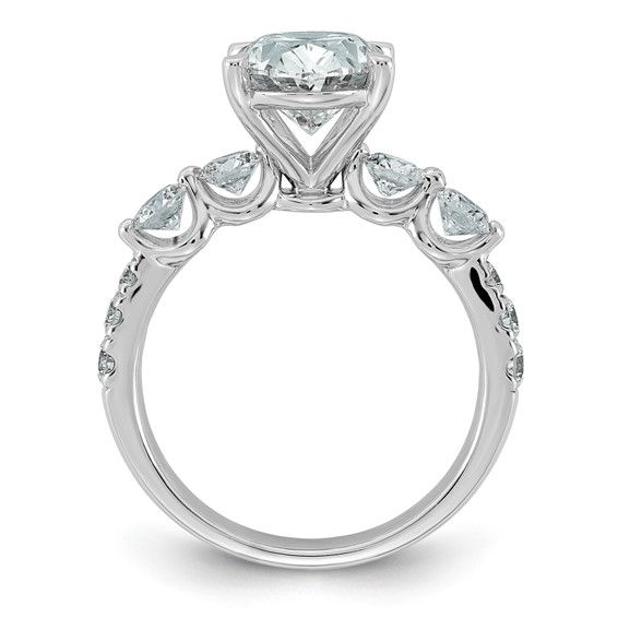 14kw 3 7/8ct Cert Oval Ctr Lab Grown Dia VS+ F+ w/ Round Sides Comp Ring