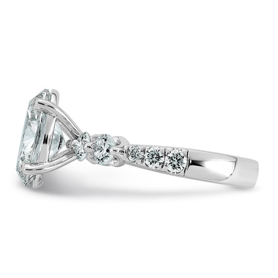 14kw 3 7/8ct Cert Oval Ctr Lab Grown Dia VS+ F+ w/ Round Sides Comp Ring