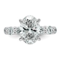 14K White Gold 3.88ct Cert Oval Ctr Lab Grown Dia VS+ F+ Ring with Round Sides Comp view 4