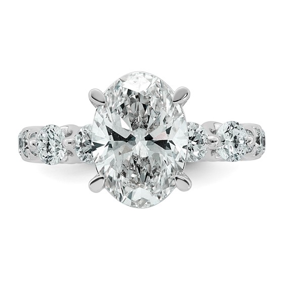 14kw 3 7/8ct Cert Oval Ctr Lab Grown Dia VS+ F+ w/ Round Sides Comp Ring