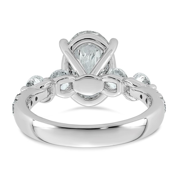 14kw 3 7/8ct Cert Oval Ctr Lab Grown Dia VS+ F+ w/ Round Sides Comp Ring