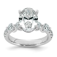 14K White Gold 3.88ct Cert Oval Ctr Lab Grown Dia VS+ F+ Ring with Round Sides Comp view 1