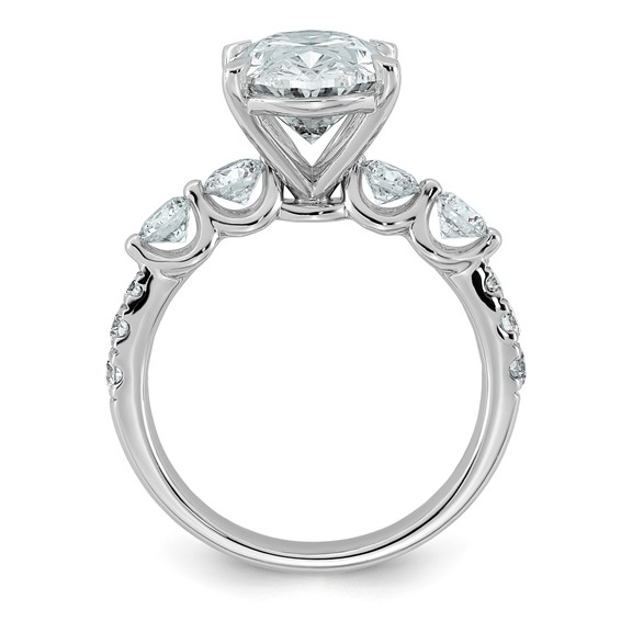 14kw 4 7/8ct Cert Oval Ctr Lab Grown Dia VS+ F+ w/ Round Sides Comp Ring